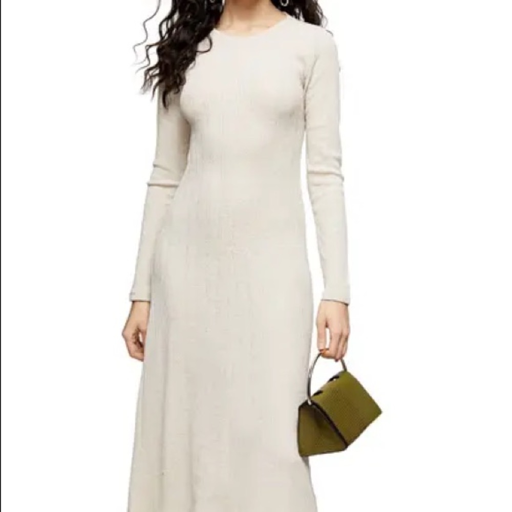 NWT Topshop Ivory Ribbed Dress with Open Back